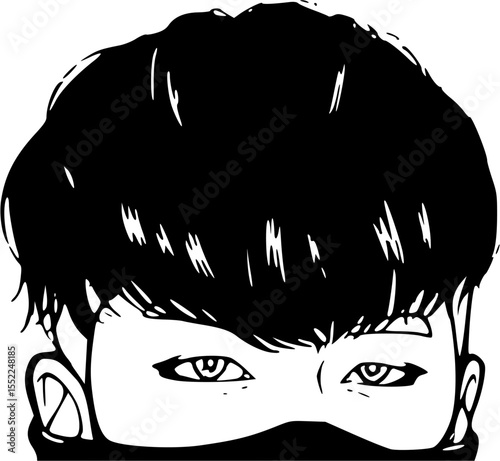 Mysterious Boy with Covered Face Vector Portrait