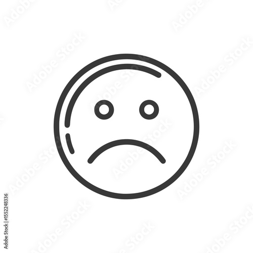 Minimalist Sad Face Icon: Simple Line Art Expression of Sorrow