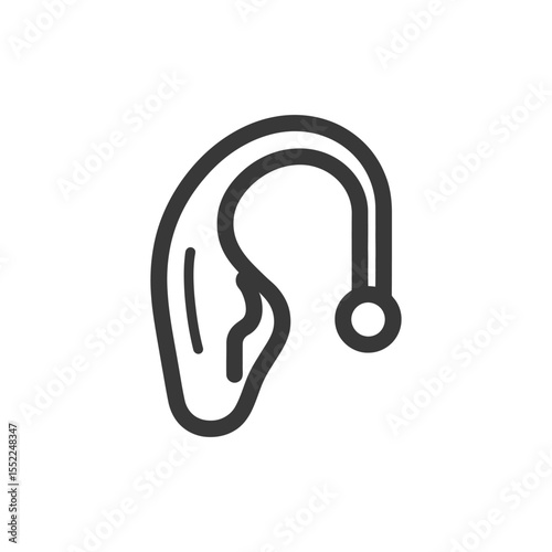 Minimalist Hearing Aid Icon: Medical Device for Auditory Assistance