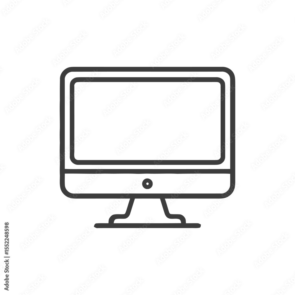 Minimalist Computer Monitor Line Art on White Background Minimalist Computer Monitor Line Art on White Background