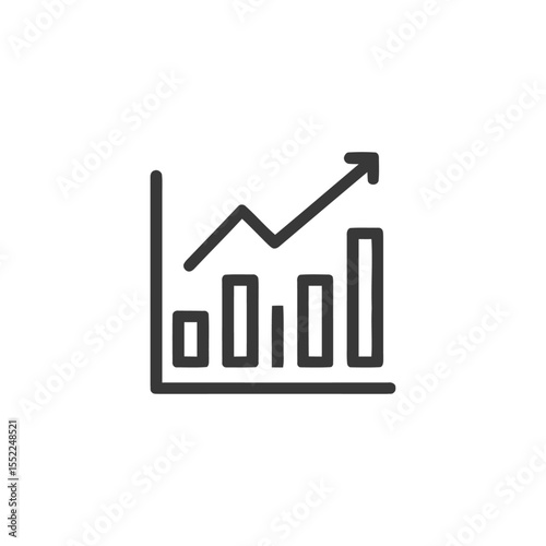 Ascending Bar Graph with Arrow, Financial Growth Icon, Minimalist Design