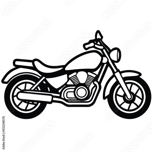 Sleek Black and White Motorcycle Illustration Classic Design, Modern Style, Vehicle Concept