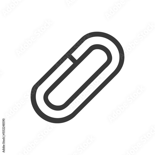 Minimalist Paperclip Icon: Bold Outline on White Background, Modern Design