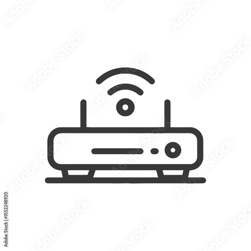 Minimalist Router Icon: Wireless Network Connectivity Symbol on White Background