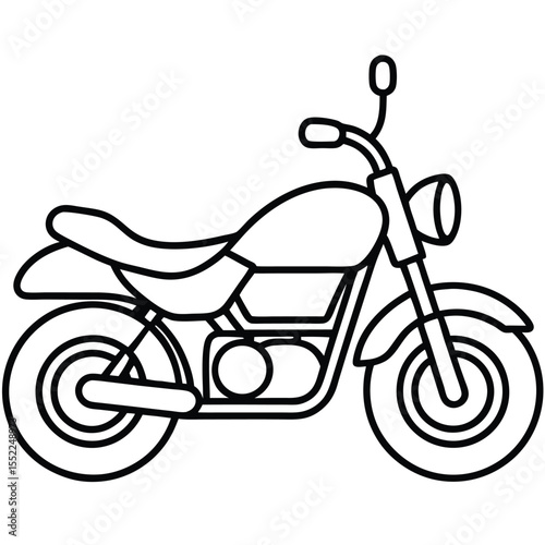 Line Art Illustration of Classic Motorcycle Design, Simple Black Outline Vehicle Graphic