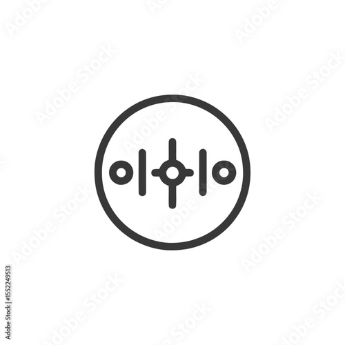 Audio Equalizer Icon: Circular Design with Vertical Bars and Knobs