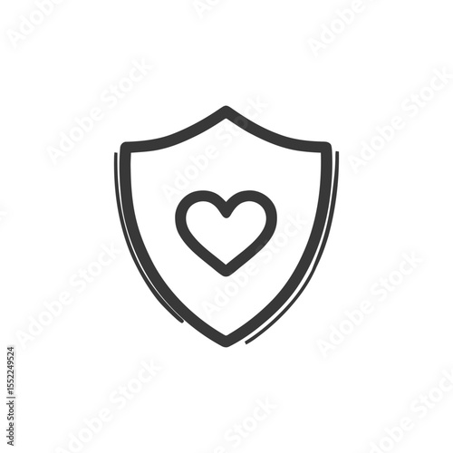 Heart Shield Icon: Symbol of Love, Protection, and Security in Minimalist Design