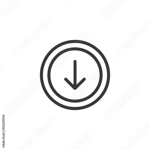 Free Download Minimalist Down Arrow Icon: Circular Outline, Simple Directional Symbol - GFXLoad