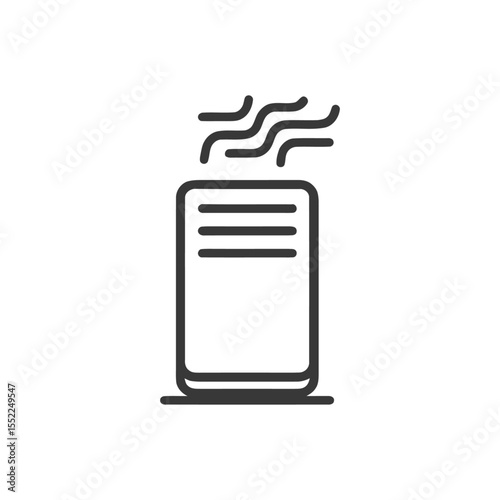 Minimalist Air Purifier Icon with Emission Waves on White Background