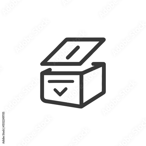 Minimalist Voting Box Icon with Slot and Arrow Symbol