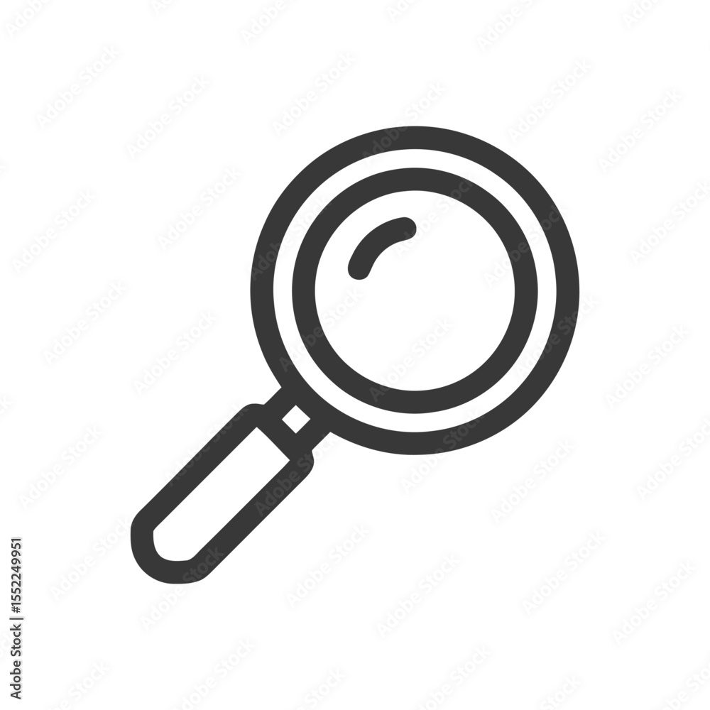 Minimalist Magnifying Glass Icon: Sleek Design on White Background Minimalist Magnifying Glass Icon: Sleek Design on White Background
