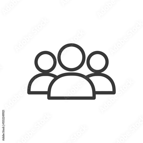 Minimalist Team Icon: Three Abstract Figures in Outline Style
