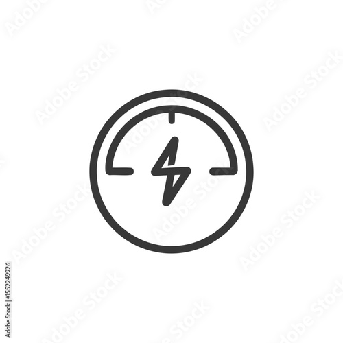 Free Download Minimalist Energy Meter Icon: Bold Lightning Bolt in Circle Design - GFXLoad