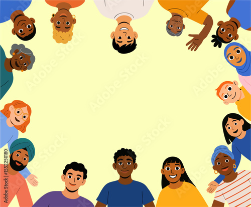Inclusive Circle of Diverse People – Unity and Diversity Illustration