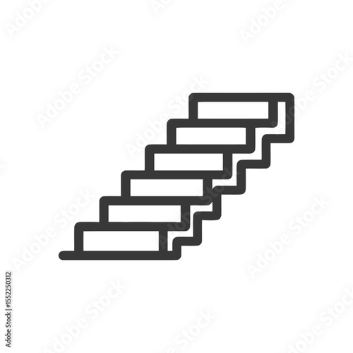 Wallpaper Mural Minimalist Staircase Icon: Bold Outline on White Background, Ascending Steps Torontodigital.ca