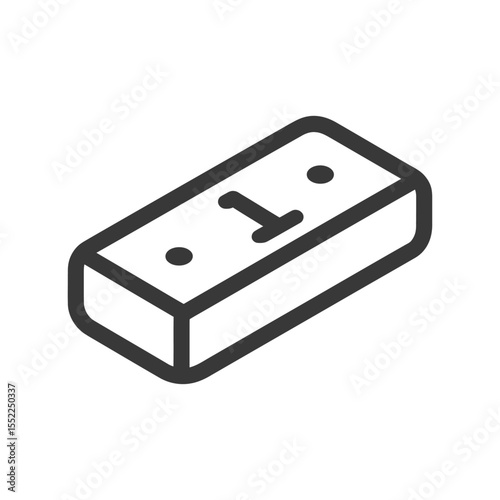 Isometric Number One Tile: Minimalist Design with Rounded Edges and Dots