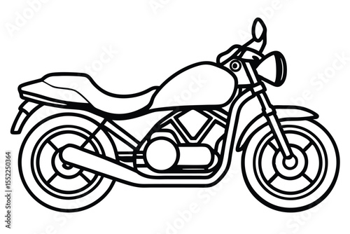 Illustration of a Classic Motorcycle Design Featuring Black Outlines and Sleek Styling