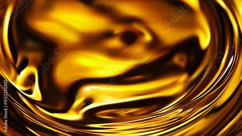 Abstract background of shimmering golden liquid with swirling patterns, symbolizing luxury, wealth, fluid motion, and rich, vibrant energy