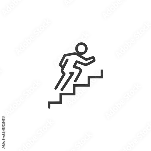 Minimalist Icon: Person Ascending Stairs, Symbolizing Progress and Achievement