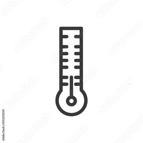 Minimalist Thermometer Icon: Temperature Measurement, Weather Forecast Symbol