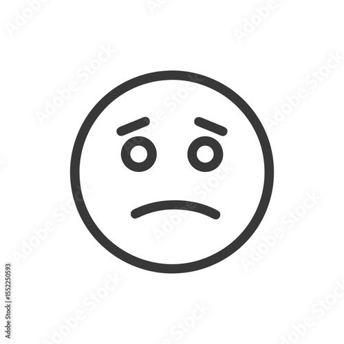 Minimalist Sad Emoji Icon with Downcast Eyes and Frowning Mouth