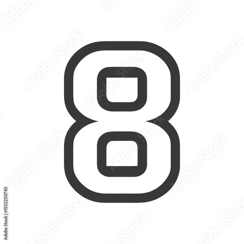 Bold Number Eight: Thick Outline on White Background
