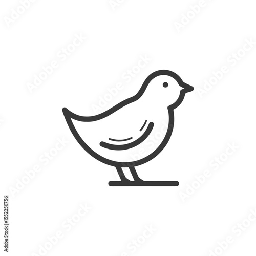 Minimalist Bird Icon: Simple Line Art Illustration on White Background