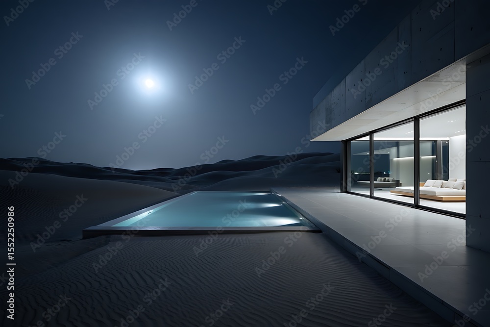 custom made wallpaper toronto digitalDesert home showcases stunning pool under moonlit sky with modern architecture
