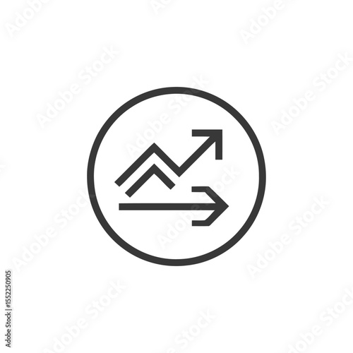 Free Download Exchange Rate Icon: Upward Trend and Horizontal Movement in Circular Frame - GFXLoad