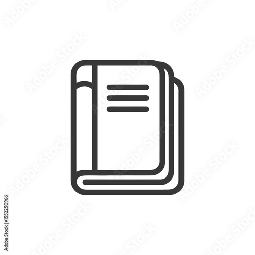 Minimalist Book Icon: Stacked Volumes with Spine and Text Lines
