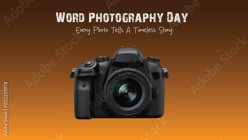 Minimal Vector Design of DSLR Camera – Modern Concept for World Photography Day, Ideal for Photographers and Creatives