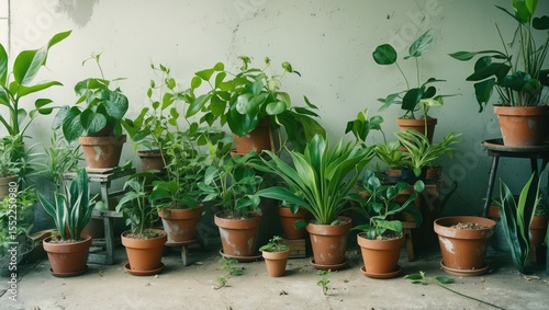 Green plants and plants with empty copy space for text. photo