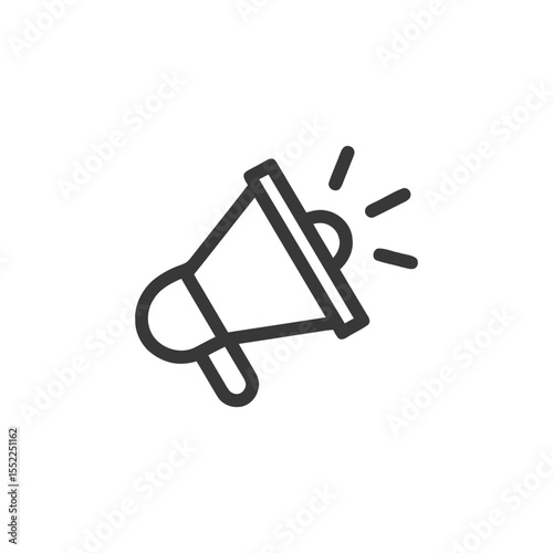 Bold Outline Megaphone Icon Announcing News on White Background