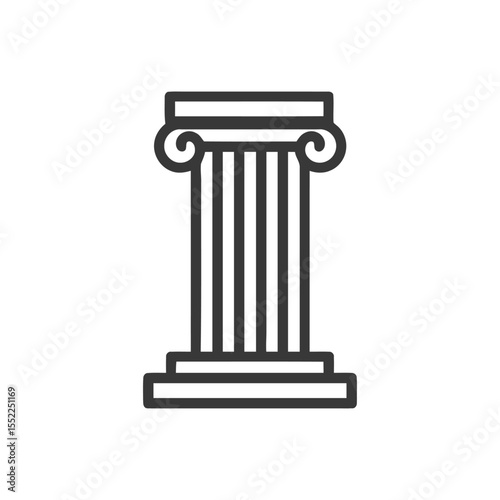 Ionic Column Icon: Classic Architecture, Minimalist Design, Black Outline on White