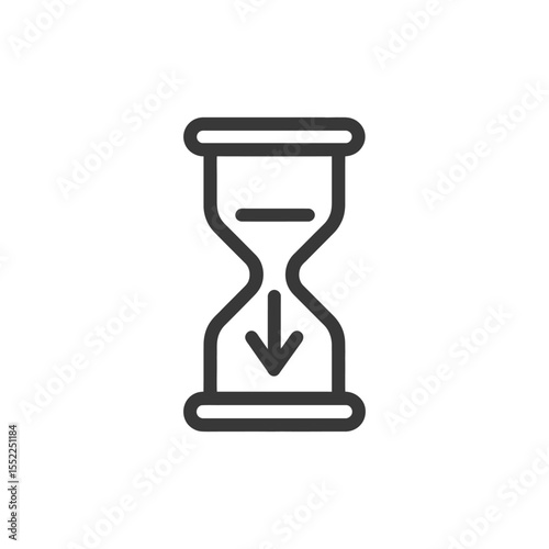 Hourglass Icon with Downward Arrow: Time Passing, Decline, or Countdown