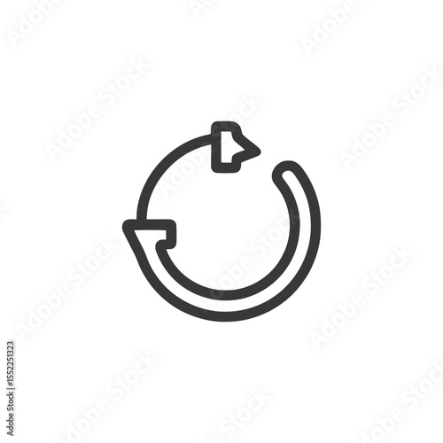 Circular Arrow Icon: Simple Black Outline on White Background, Rotation Symbol