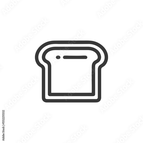 Minimalist Bread Slice Icon: Simple, Clean Food Symbol on White Background