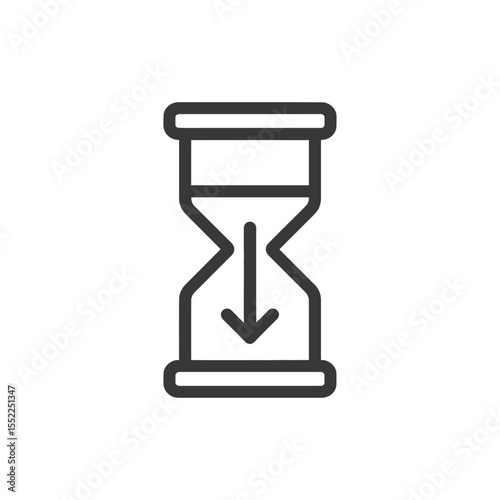 Hourglass Icon with Downward Arrow, Time Passing Symbol, Minimalist Design