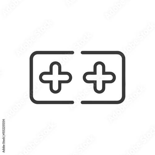 Double Plus Icon: Minimalist Design with Rounded Square Frames