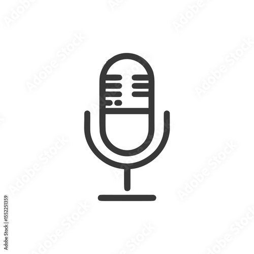 Minimalist Microphone Icon: Retro Style, Clean Lines, Podcast Ready
