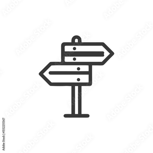 Minimalist Directional Signpost Icon with Arrows on White Background