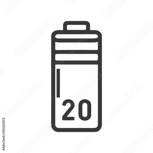 Low Battery Icon: 20 Percent Charge Remaining, Minimalist Design