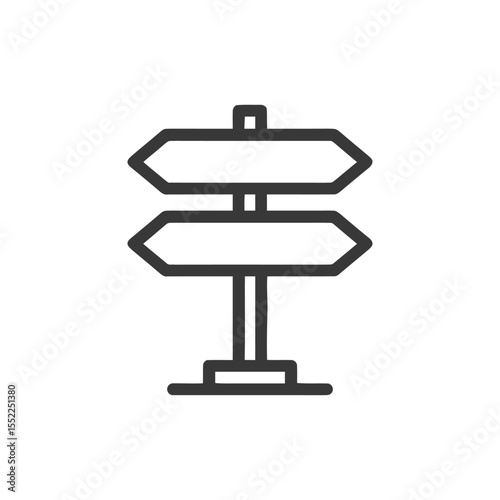 Minimalist Signpost Icon: Directional Choice, Navigation Symbol, Vector Illustration