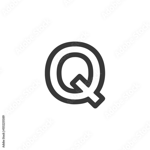 Bold Letter Q: Modern Typography with Geometric Design on White