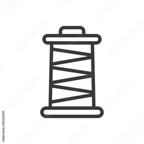 Thread Spool Icon: Minimalist Design with Zigzag Pattern, Dark Gray Outline