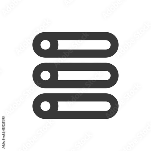 Three Horizontal Bars with Rounded Ends: List Icon Graphic