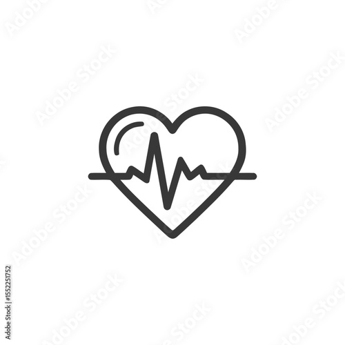 Heartbeat Icon: Minimalist Line Art Symbolizing Health and Vitality on White Background