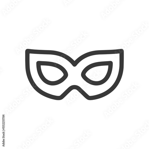 Minimalist Carnival Mask Icon: Sleek, Bold Outline on White Background