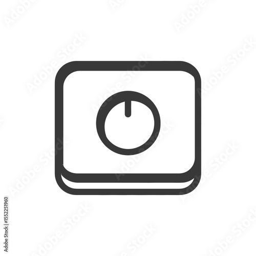 Minimalist Timer Icon: Dark Gray Rounded Square with Circular Dial