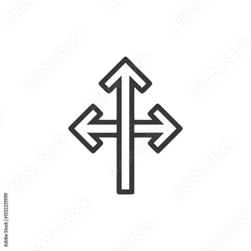 Three-Way Arrow Signpost: Choice, Direction, and Decision-Making Icon